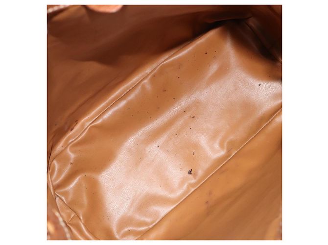 Céline Borsa a tracolla CELINE Macadam Canvas PVC Pelle Marrone Oro Auth 180643 D'oro - vista 11