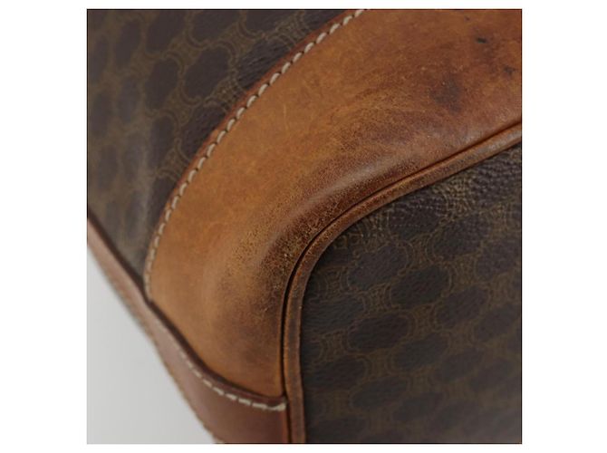 Céline Borsa a tracolla CELINE Macadam Canvas PVC Pelle Marrone Oro Auth 180643 D'oro - vista 15