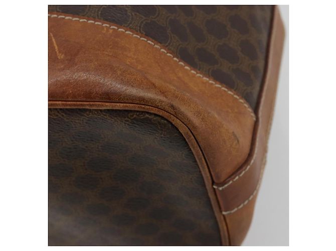 Céline Borsa a tracolla CELINE Macadam Canvas PVC Pelle Marrone Oro Auth 180643 D'oro - vista 16