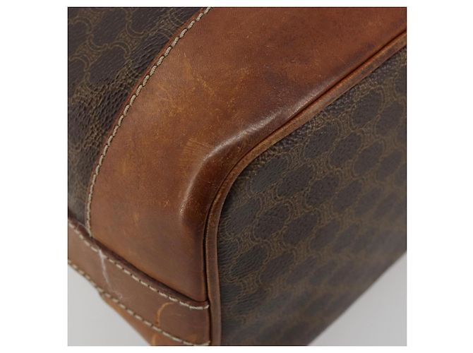 Céline Borsa a tracolla CELINE Macadam Canvas PVC Pelle Marrone Oro Auth 180643 D'oro - vista 17