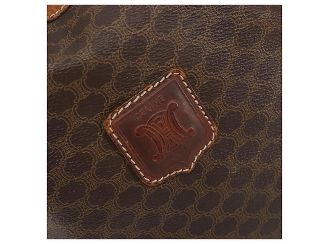 Céline Borsa a tracolla CELINE Macadam Canvas PVC Pelle Marrone Oro Auth 180643 D'oro - vista 18