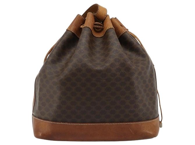 Céline Borsa a tracolla CELINE Macadam Canvas PVC Pelle Marrone Oro Auth 180643 D'oro - vista 2