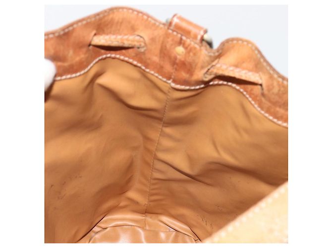 Céline Borsa a tracolla CELINE Macadam Canvas PVC Pelle Marrone Oro Auth 180643 D'oro - vista 21