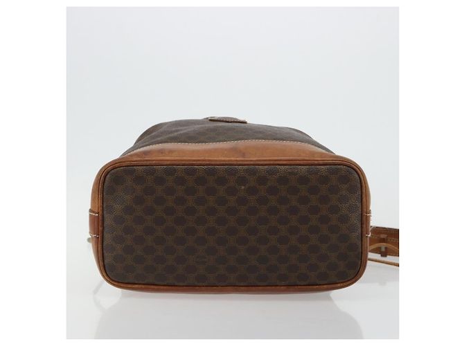Céline Borsa a tracolla CELINE Macadam Canvas PVC Pelle Marrone Oro Auth 180643 D'oro - vista 5