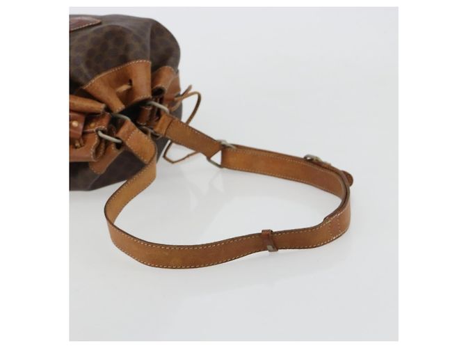 Céline Borsa a tracolla CELINE Macadam Canvas PVC Pelle Marrone Oro Auth 180643 D'oro - vista 7