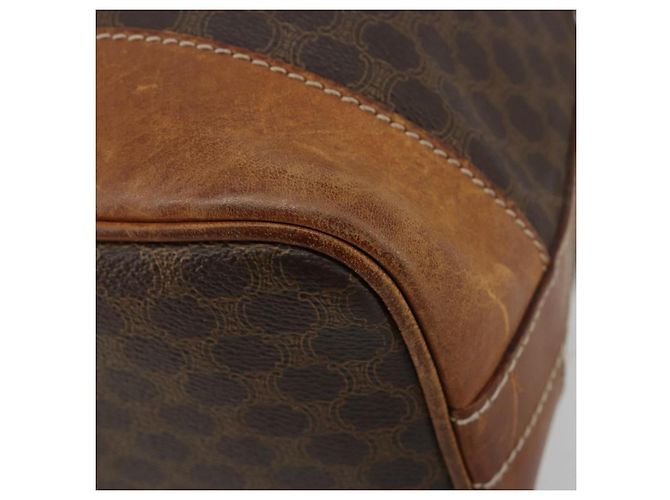 Céline Borsa a tracolla CELINE Macadam Canvas PVC Pelle Marrone Oro Auth 180643 D'oro - vista 8