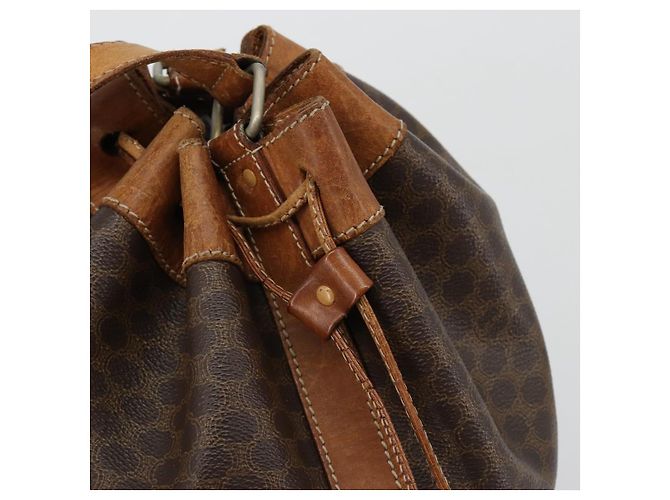 Céline Borsa a tracolla CELINE Macadam Canvas PVC Pelle Marrone Oro Auth 180643 D'oro - vista 9