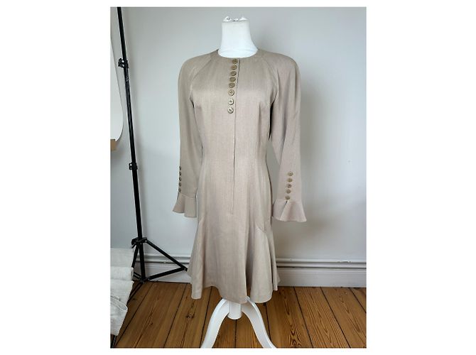 Abito vintage Dior in misto seta Y2K Beige - vista 12