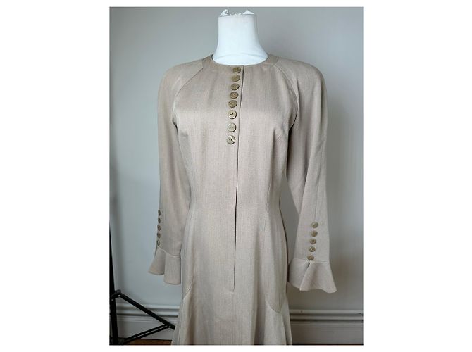 Abito vintage Dior in misto seta Y2K Beige - vista 13