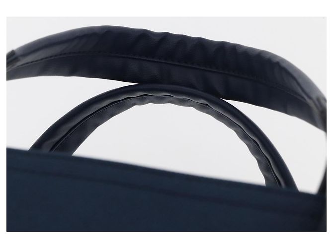 CHANEL Paris Biarritz MM Tote Bag beschichtetes Canvas Navy Silver CC Auth 181519SAV Silber Marineblau - Ansicht 14