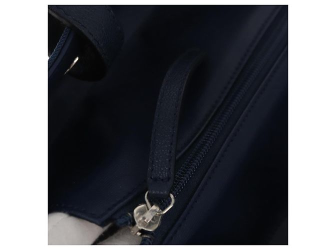 CHANEL Paris Biarritz MM Tote Bag beschichtetes Canvas Navy Silver CC Auth 181519SAV Silber Marineblau - Ansicht 19