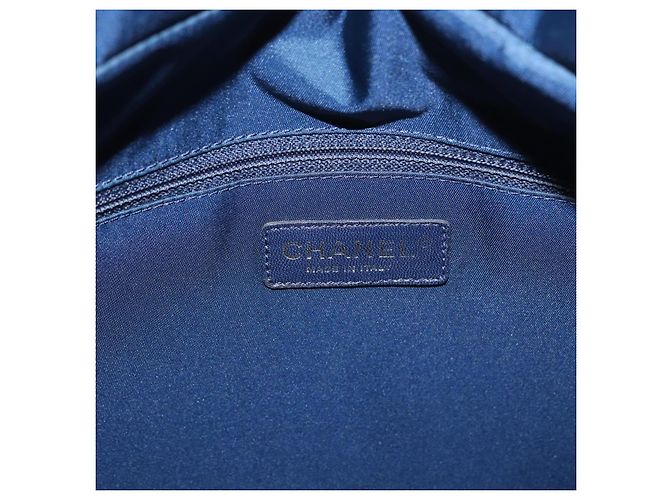 CHANEL Paris Biarritz MM Tote Bag beschichtetes Canvas Navy Silver CC Auth 181519SAV Silber Marineblau - Ansicht 20