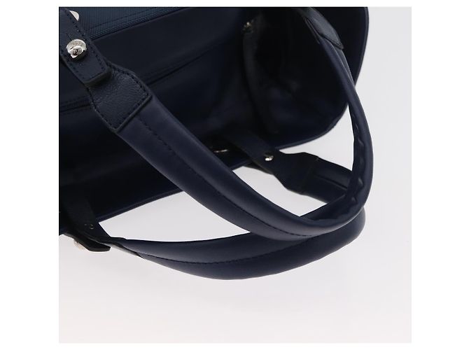 CHANEL Paris Biarritz MM Tote Bag beschichtetes Canvas Navy Silver CC Auth 181519SAV Silber Marineblau - Ansicht 7