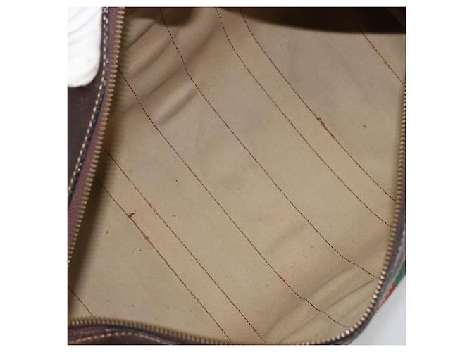 Borsa GUCCI GG Supreme Web Sherry Line PVC Beige Oro Autentica 179372 D'oro - vista 11