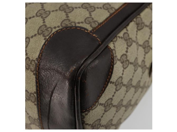 Borsa GUCCI GG Supreme Web Sherry Line PVC Beige Oro Autentica 179372 D'oro - vista 17