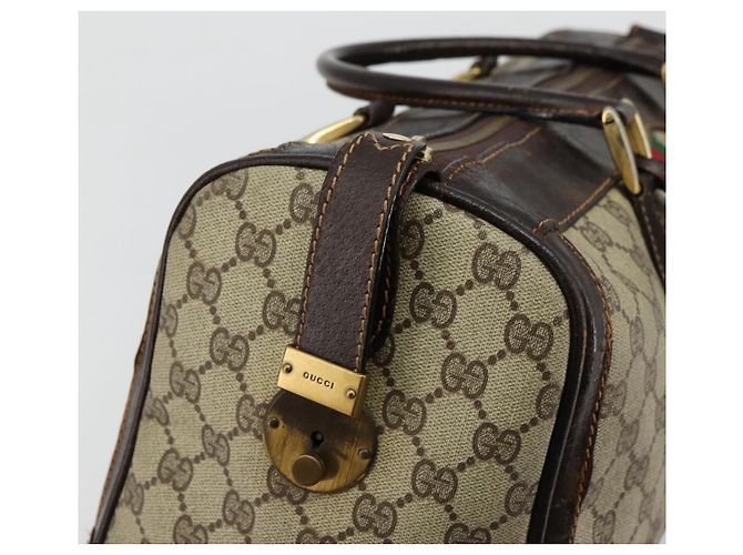 Borsa GUCCI GG Supreme Web Sherry Line PVC Beige Oro Autentica 179372 D'oro - vista 18