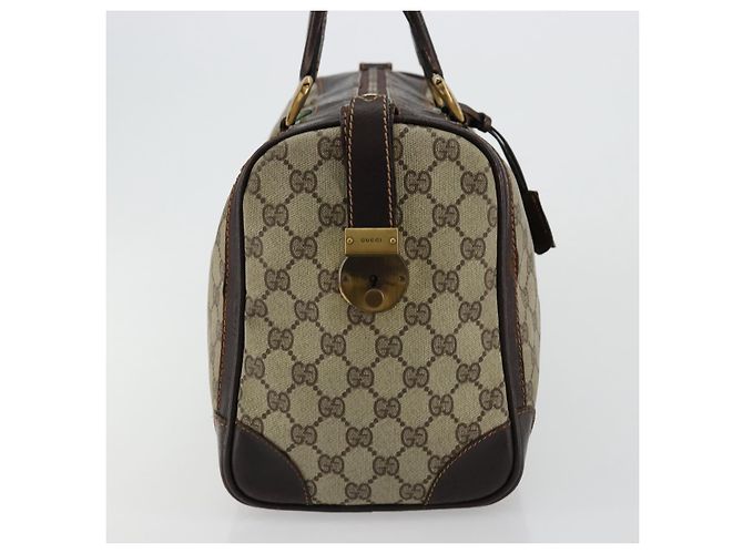 Borsa GUCCI GG Supreme Web Sherry Line PVC Beige Oro Autentica 179372 D'oro - vista 3
