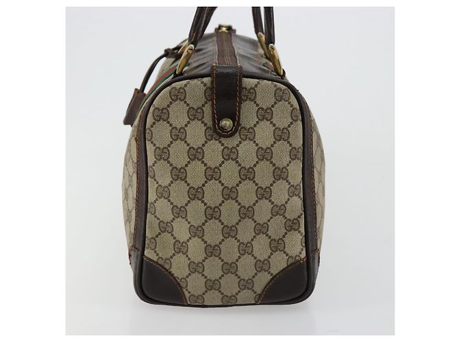 Borsa GUCCI GG Supreme Web Sherry Line PVC Beige Oro Autentica 179372 D'oro - vista 4
