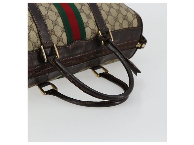 Borsa GUCCI GG Supreme Web Sherry Line PVC Beige Oro Autentica 179372 D'oro - vista 7