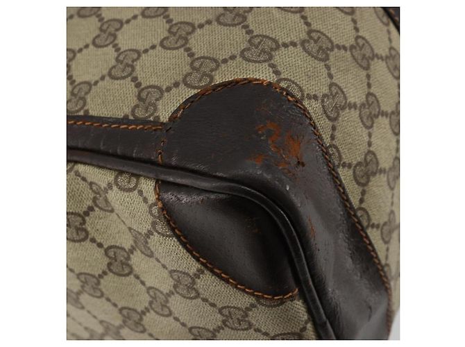 Borsa GUCCI GG Supreme Web Sherry Line PVC Beige Oro Autentica 179372 D'oro - vista 8