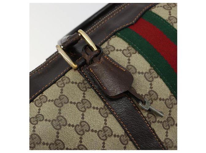 Borsa GUCCI GG Supreme Web Sherry Line PVC Beige Oro Autentica 179372 D'oro - vista 9