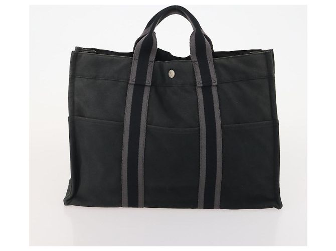 Hermès HERMES Fourre Tout Borsa a Mano Cotone 2 Set Black Auth BA12671 Nero - vista 10