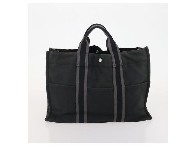 Hermès HERMES Fourre Tout Borsa a Mano Cotone 2 Set Black Auth BA12671 Nero - vista 11