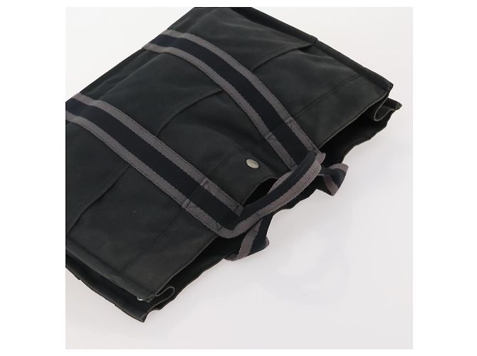 Hermès HERMES Fourre Tout Borsa a Mano Cotone 2 Set Black Auth BA12671 Nero - vista 13