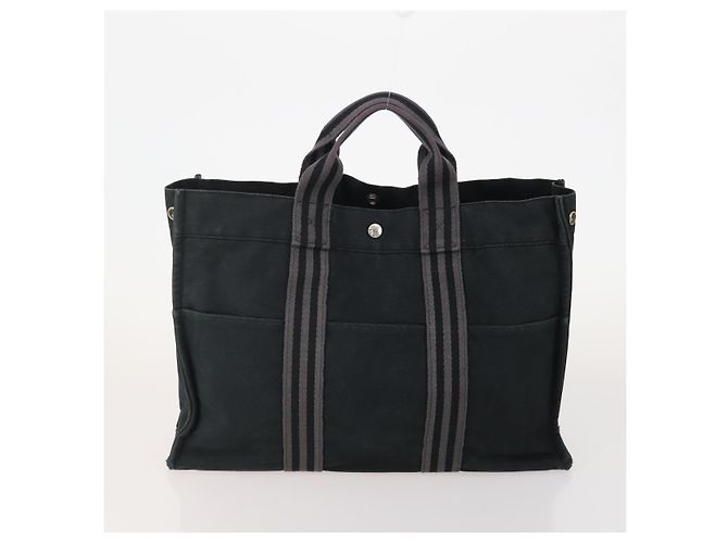 Hermès HERMES Fourre Tout Borsa a Mano Cotone 2 Set Black Auth BA12671 Nero - vista 3