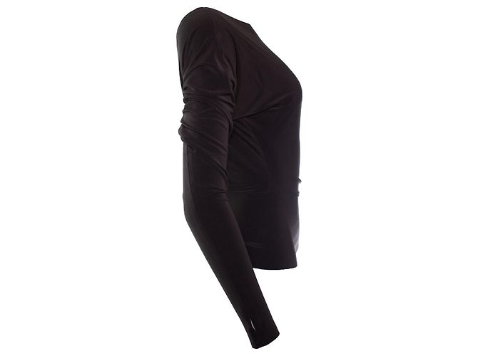 Norma kamali, top stretch marrone a manica singola - vista 4