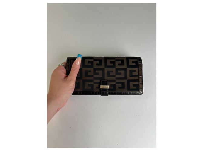 Vintage Givenchy Canvas Wallet Black Brown - view 7