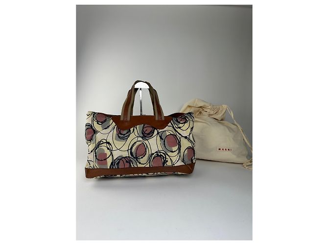 Vintage Marni Canvas Tote Bag Creme Beige - Ansicht 2