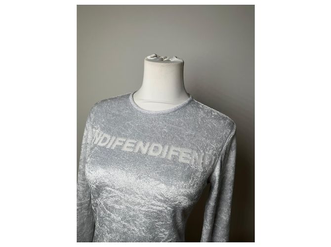 Fendi Vintage in Viscosa a Maniche Lunghe Argento - vista 14