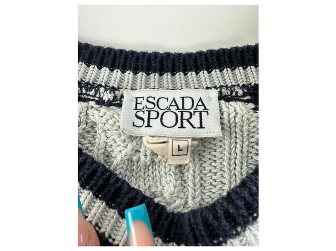 Vintage Escada Baumwollpullover Navy Marineblau - Ansicht 4