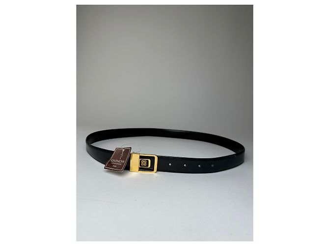 Vintage Givenchy Ledergürtel mit 4G Logo Y2K Schwarz Gold - Ansicht 12