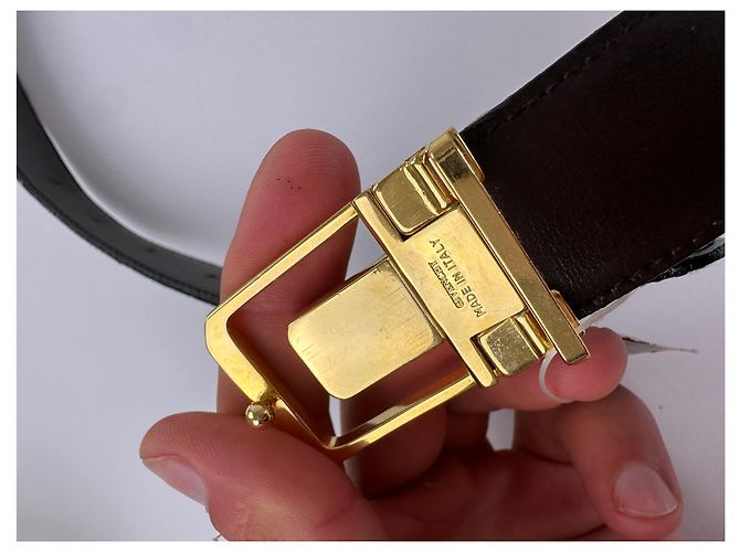 Vintage Givenchy Ledergürtel mit 4G Logo Y2K Schwarz Gold - Ansicht 3