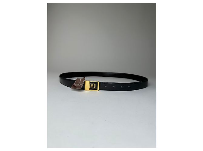 Vintage Givenchy Ledergürtel mit 4G Logo Y2K Schwarz Gold - Ansicht 5