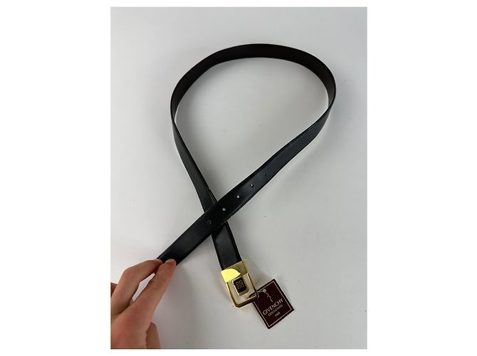 Vintage Givenchy Ledergürtel mit 4G Logo Y2K Schwarz Gold - Ansicht 6