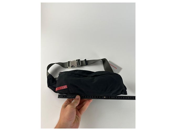 Vintage Prada Linea Rossa Umhängetasche Y2K Schwarz Silber Rot - Ansicht 10