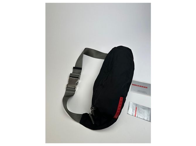 Vintage Prada Linea Rossa Umhängetasche Y2K Schwarz Silber Rot - Ansicht 6