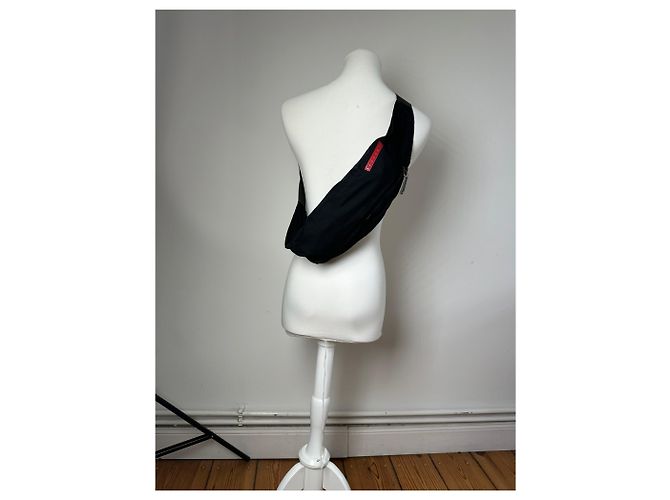 Vintage Prada Linea Rossa Umhängetasche Y2K Schwarz Silber Rot - Ansicht 8