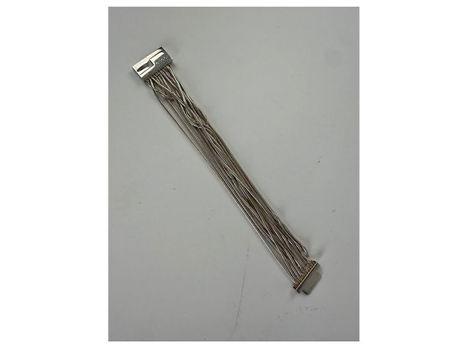 Bracciale Vintage Gucci Logo Inciso in Metallo Argentato Argento - vista 3
