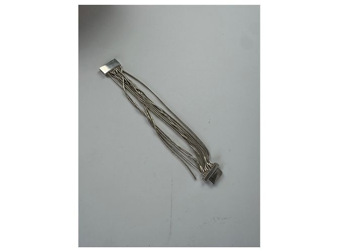 Bracciale Vintage Gucci Logo Inciso in Metallo Argentato Argento - vista 8