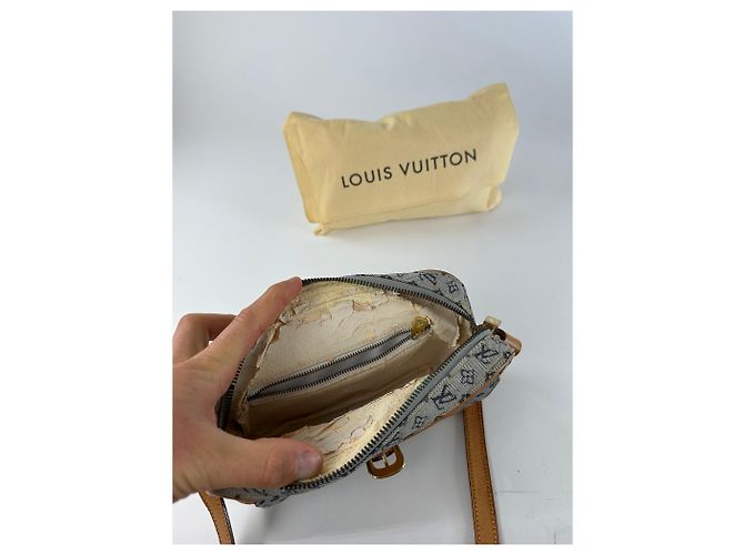 Vintage Louis Vuitton Monogram Canvas Umhängetasche Y2K Grau Tan - Ansicht 3
