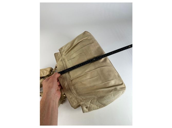 Vintage Givenchy Grainleder Tote Y2K Creme Gold Beige - Ansicht 10