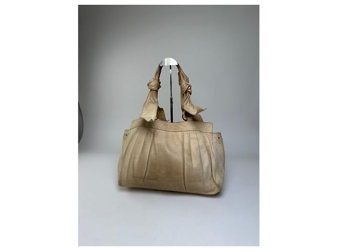 Vintage Givenchy Grainleder Tote Y2K Creme Gold Beige - Ansicht 13