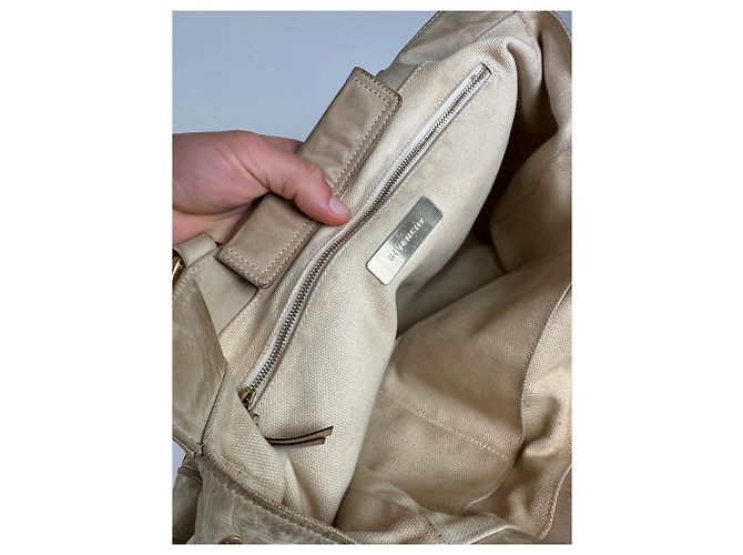 Vintage Givenchy Grainleder Tote Y2K Creme Gold Beige - Ansicht 4