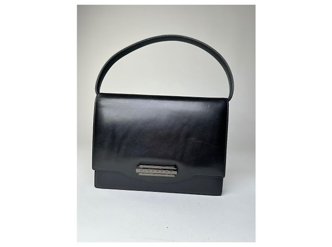 Vintage Givenchy Leder Schultertasche Y2K Schwarz Silber - Ansicht 13