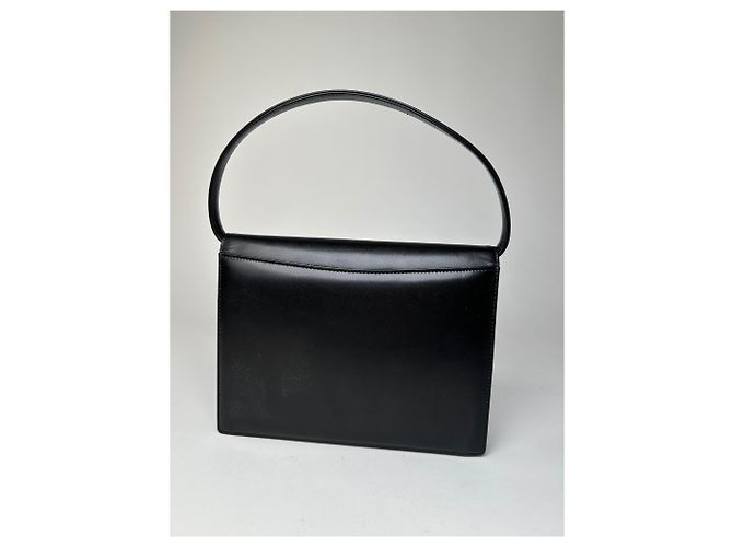 Vintage Givenchy Leder Schultertasche Y2K Schwarz Silber - Ansicht 2