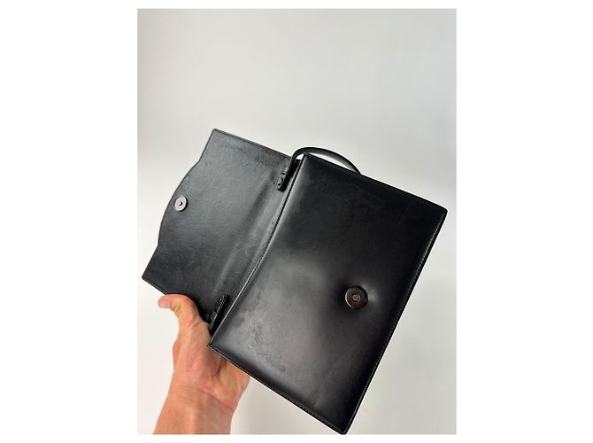 Vintage Givenchy Leder Schultertasche Y2K Schwarz Silber - Ansicht 3
